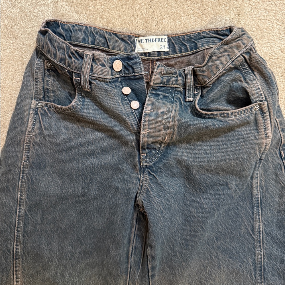 We The Free Good Luck Ian Indigo Dark Blue Barrel Jeans Size 24 - Picture 4 of 11